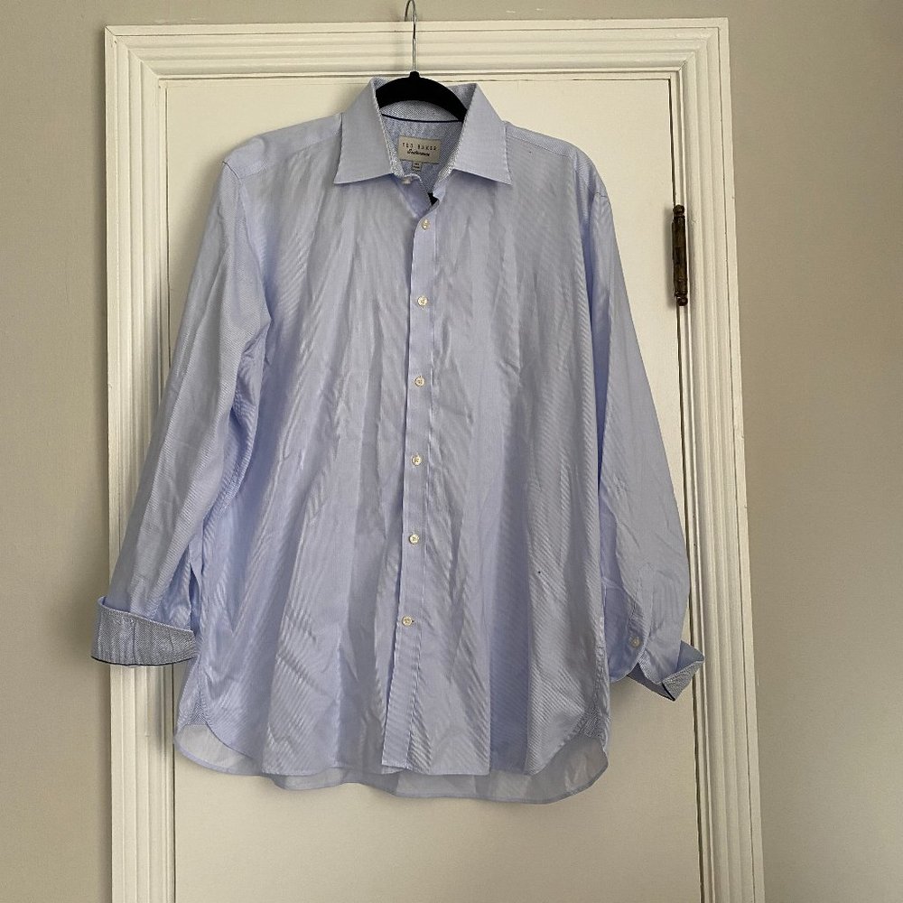 Ted Baker Endurance Button Up Dress Shirt Blue Long Sleeve Size 16.5 34/35